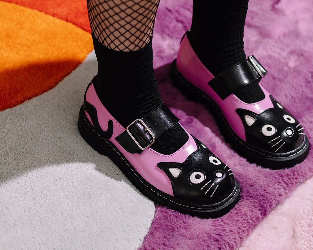 T.U.K. Shoes T2344 Black & Pink Kitty Mary Jane