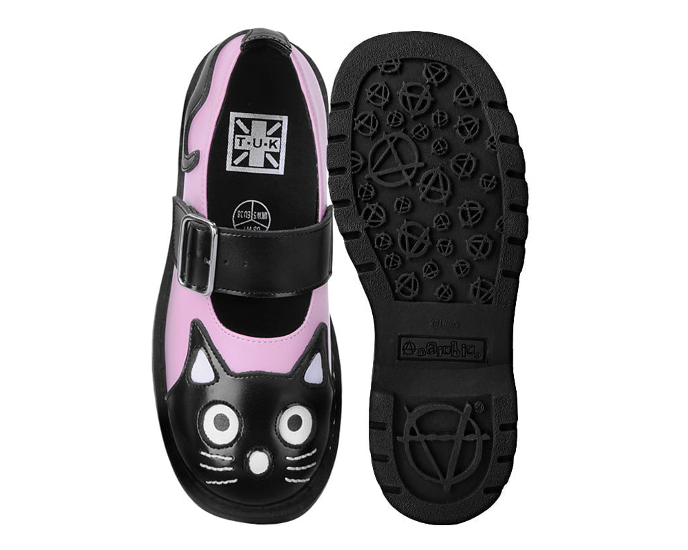 T.U.K. Shoes T2344 Black & Pink Kitty Mary Jane