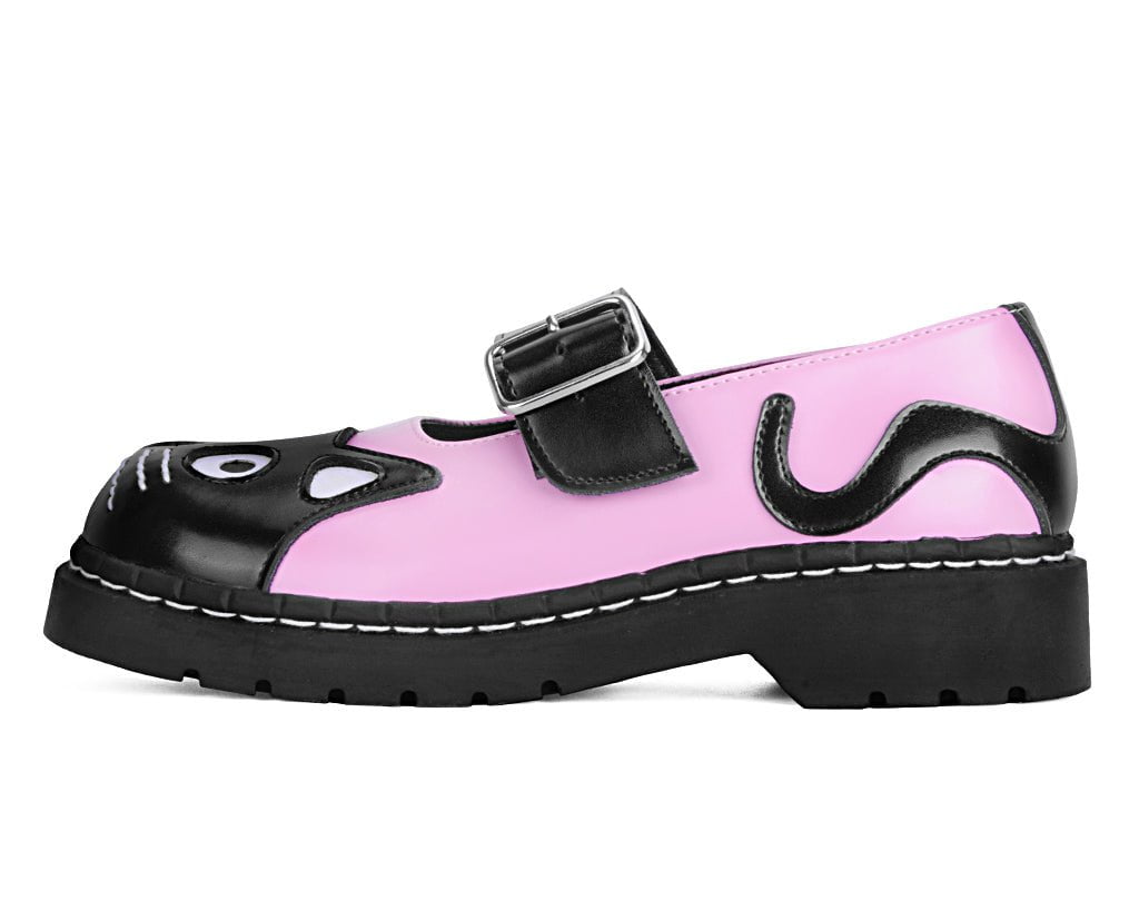 T.U.K. Shoes T2344 Black & Pink Kitty Mary Jane