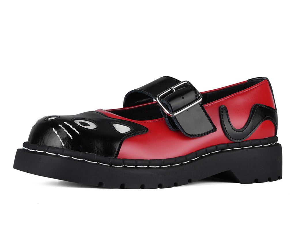 T.U.K. Shoes T2360 Black & Red Kitty Mary Jane