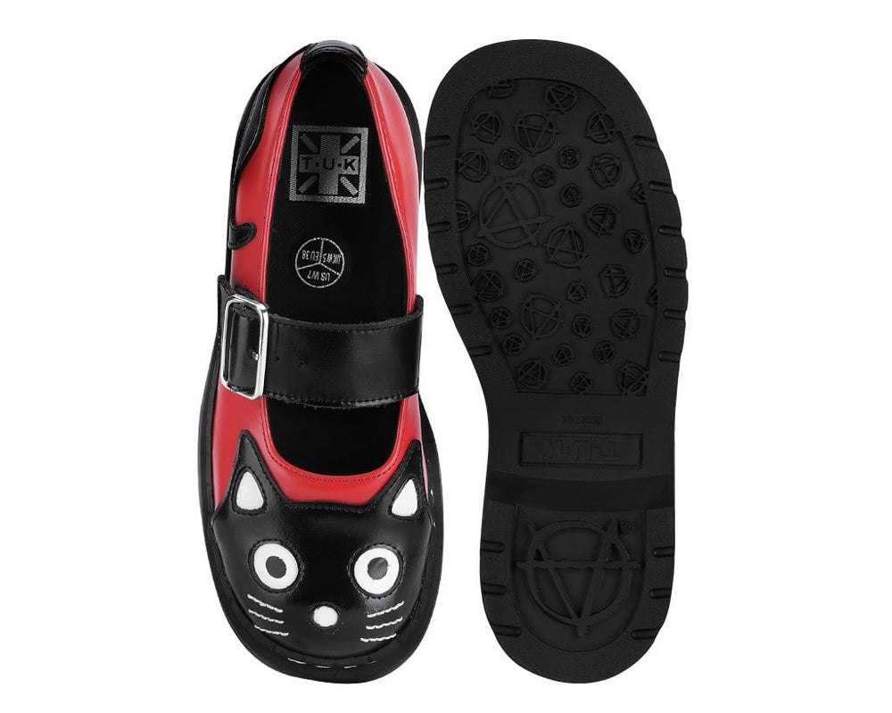 T.U.K. Shoes T2360 Black & Red Kitty Mary Jane