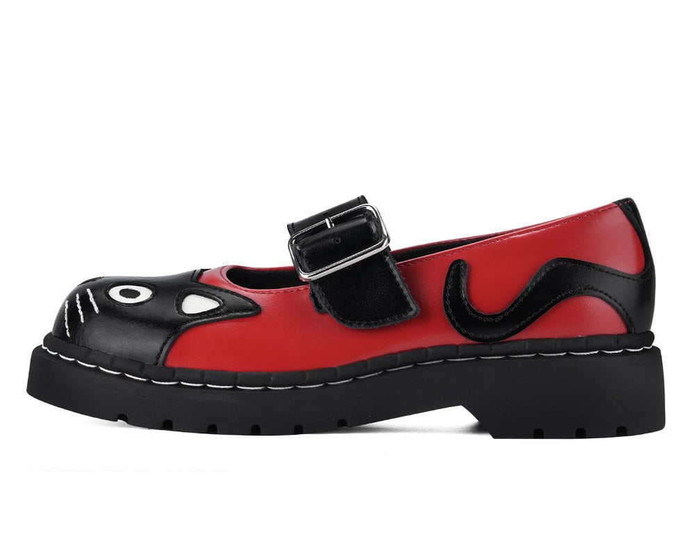 T.U.K. Shoes T2360 Black & Red Kitty Mary Jane