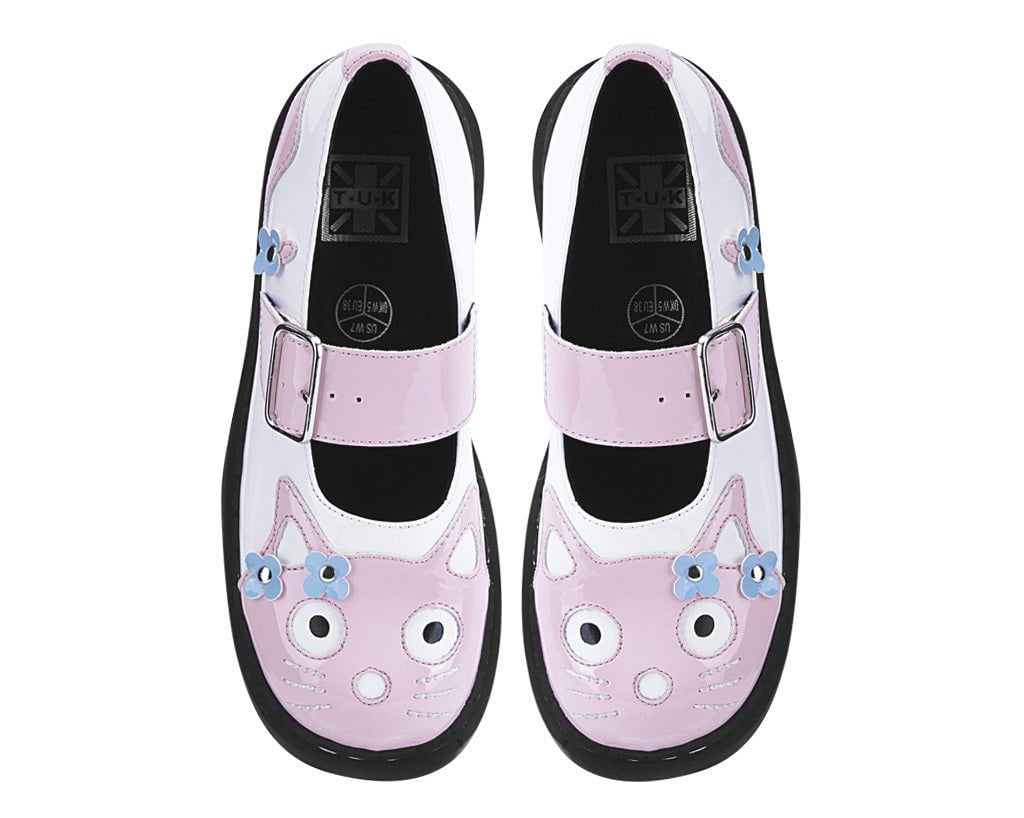 T.U.K. Shoes T2367 Pink & White Flower TUKskin Kitty Mary Jane