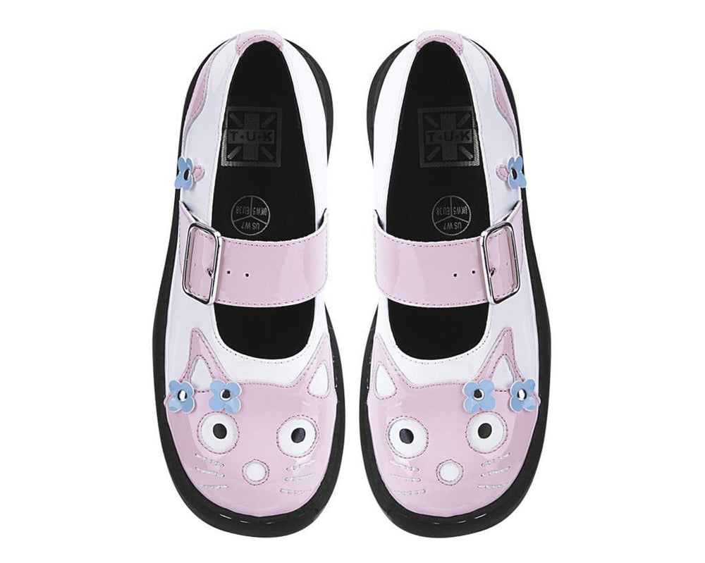 T.U.K. Shoes T2367 Pink & White Flower TUKskin Kitty Mary Jane
