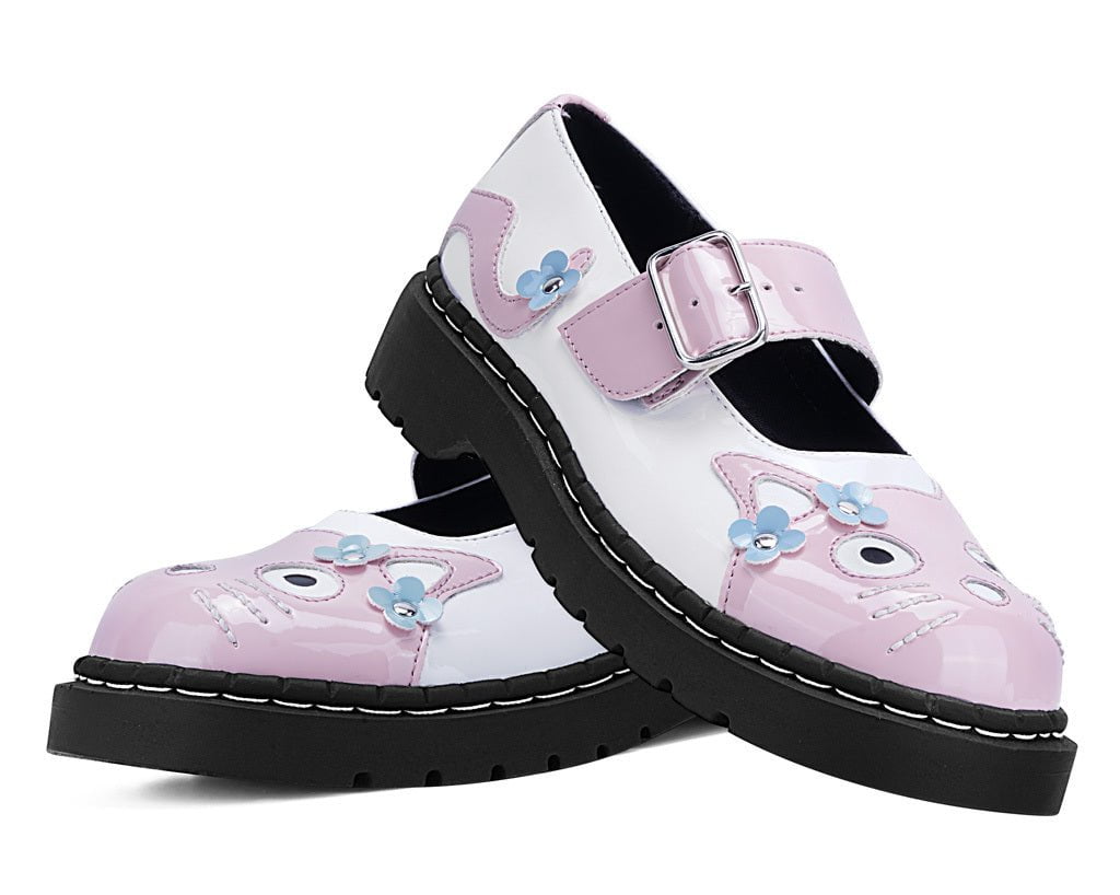 T.U.K. Shoes T2367 Pink & White Flower TUKskin Kitty Mary Jane
