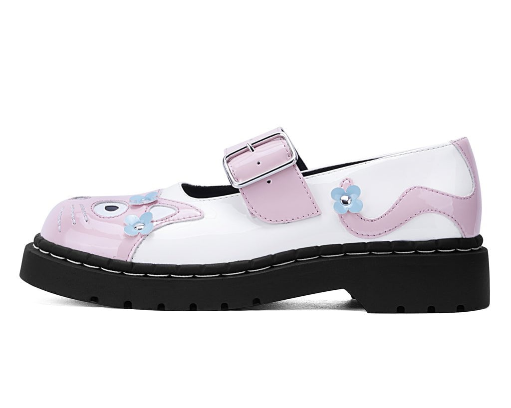 T.U.K. Shoes T2367 Pink & White Flower TUKskin Kitty Mary Jane