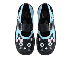 T.U.K. Shoes T2368 Black & Baby Blue Flower TUKskin Kitty Mary Jane