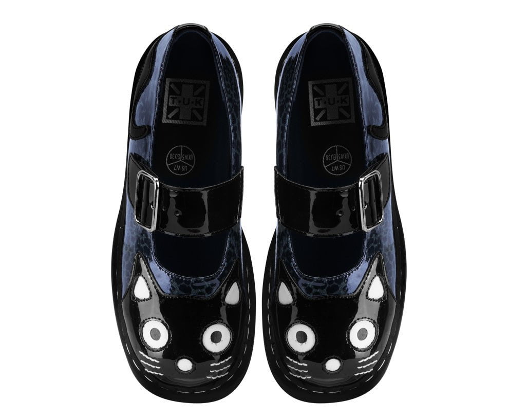 T.U.K. Shoes T2366 Black & Grey Leopard Kitty Mary Jane