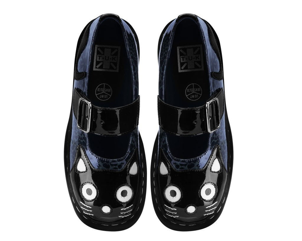 T.U.K. Shoes T2366 Black & Grey Leopard Kitty Mary Jane