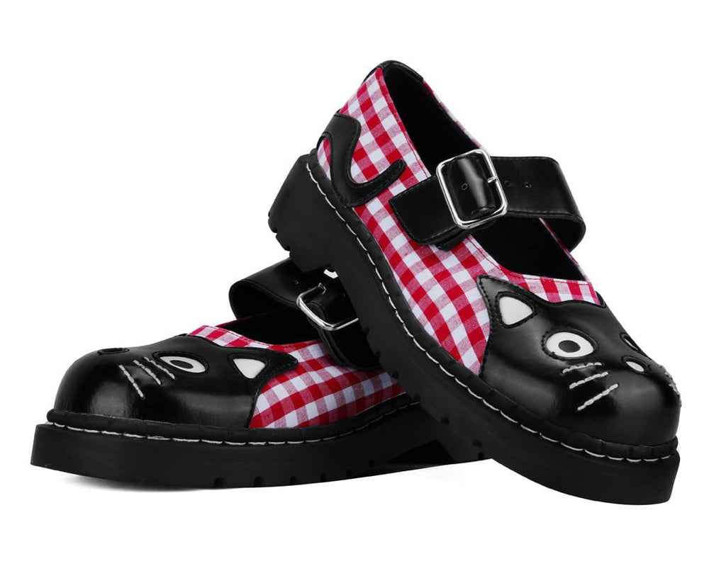 T.U.K. Shoes T2364 Black & Red Gingham Kitty Mary Jane