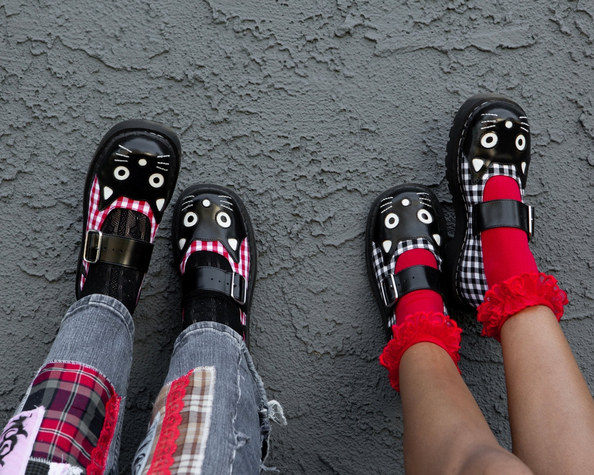 T.U.K. Shoes T2364 Black & Red Gingham Kitty Mary Jane