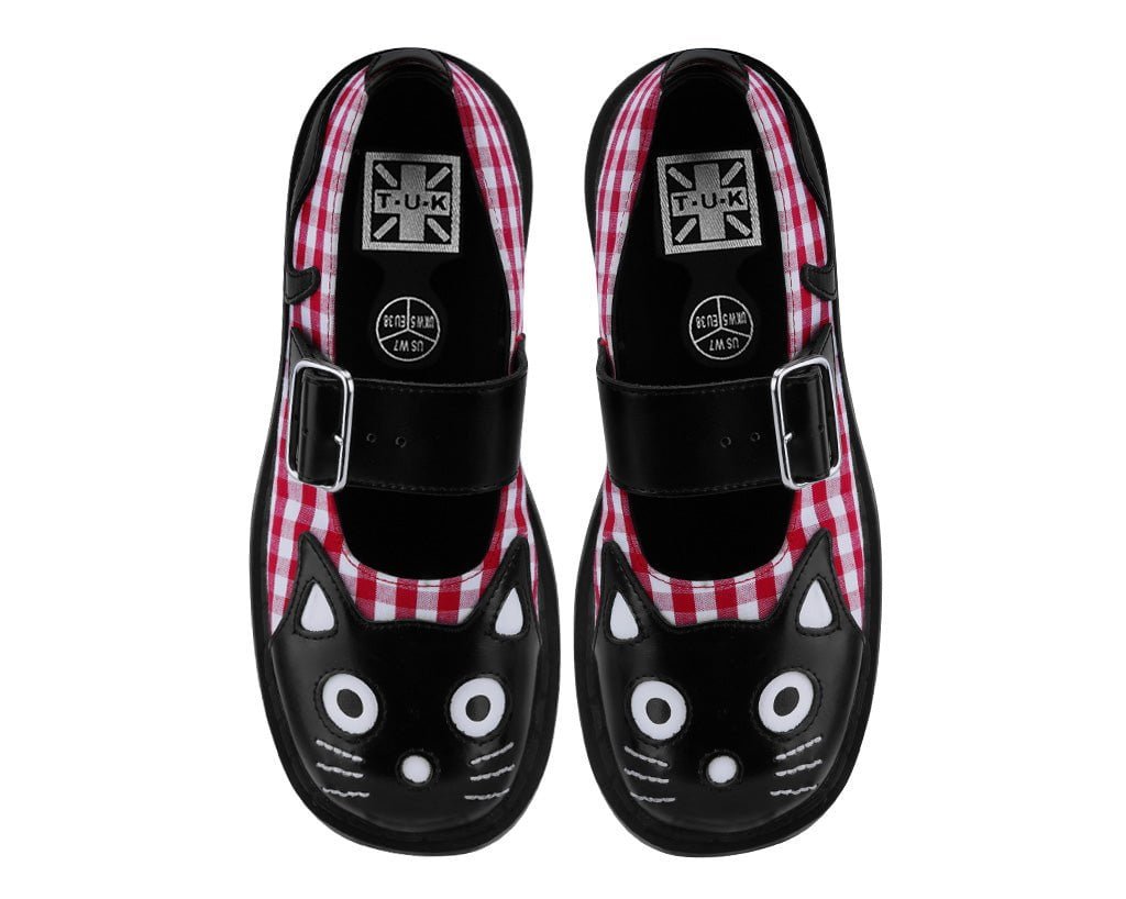 T.U.K. Shoes T2364 Black & Red Gingham Kitty Mary Jane