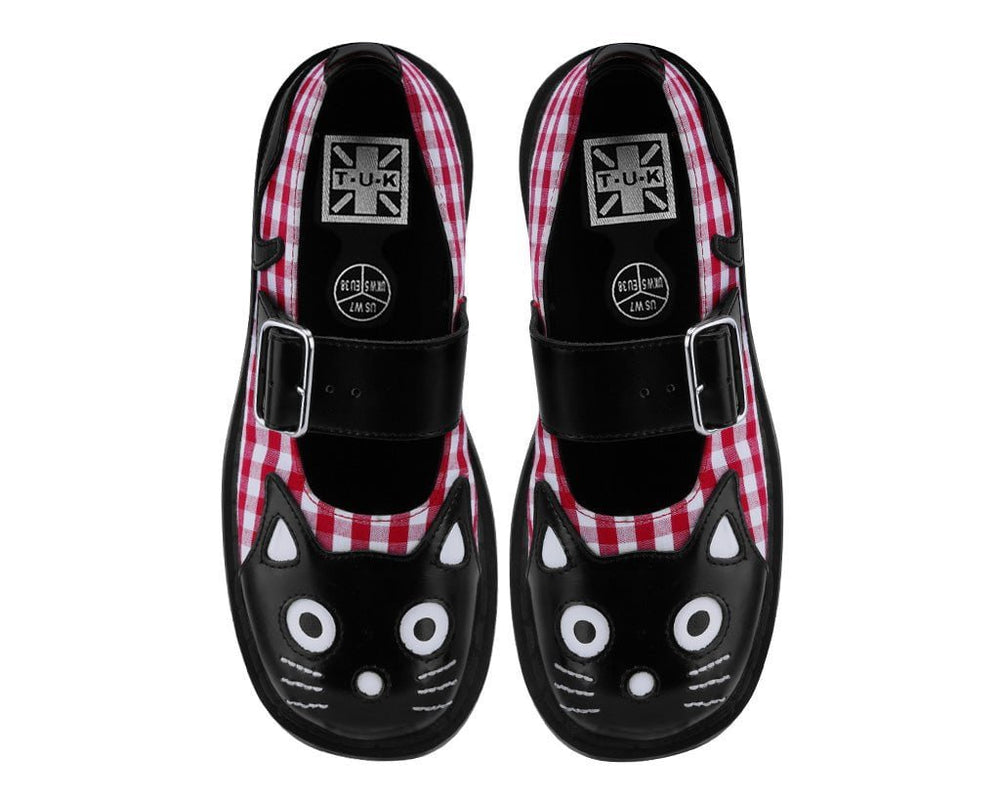 T.U.K. Shoes T2364 Black & Red Gingham Kitty Mary Jane