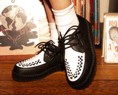 T.U.K. Shoes F9681 Black & White TUKskin™ Viva Low Creeper