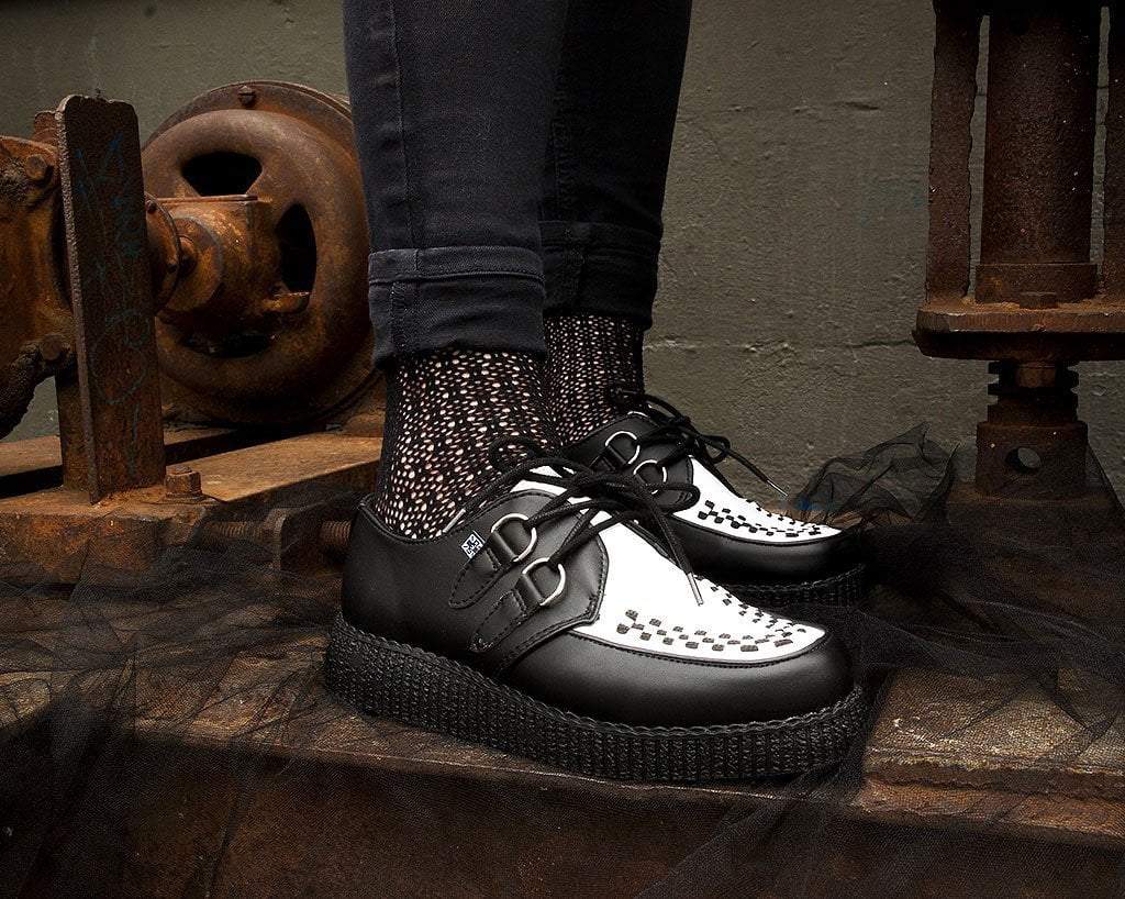 T.U.K. Shoes F9681 Black & White TUKskin™ Viva Low Creeper