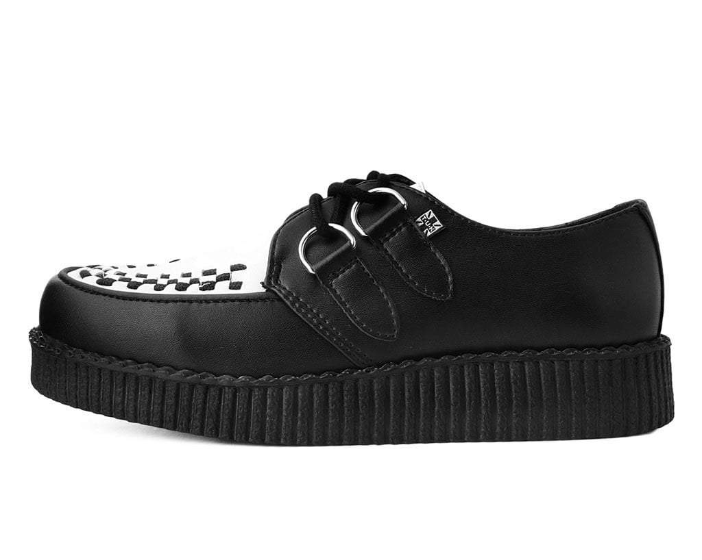 T.U.K. Shoes F9681 Black & White TUKskin™ Viva Low Creeper