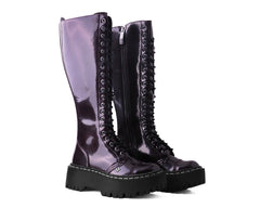 T.U.K. Shoes A3187 Burgundy Rub-Off Knee-High Double Decker Boot