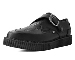 T.U.K. Shoes A9847 Black TUKskin™ Western Antique Buckle Pointed Creeper