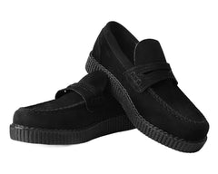 T.U.K. Shoes F9982 Black Suede Penny Loafer Viva Low Creeper