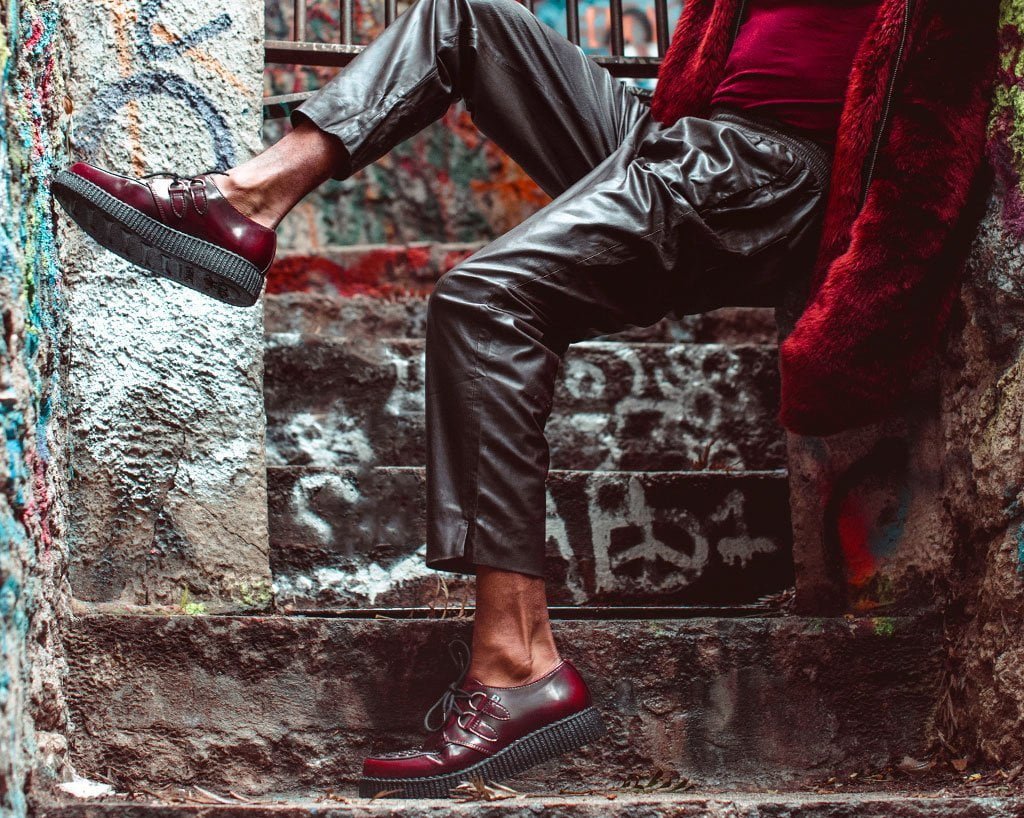 T.U.K. Shoes F9857 Burgundy Rub-Off TUKskin™ Viva Low Creeper