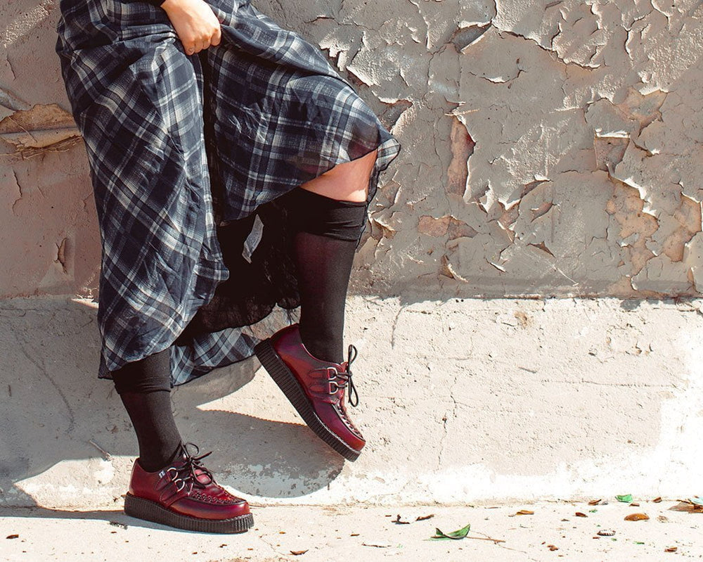 T.U.K. Shoes F9857 Burgundy Rub-Off TUKskin™ Viva Low Creeper