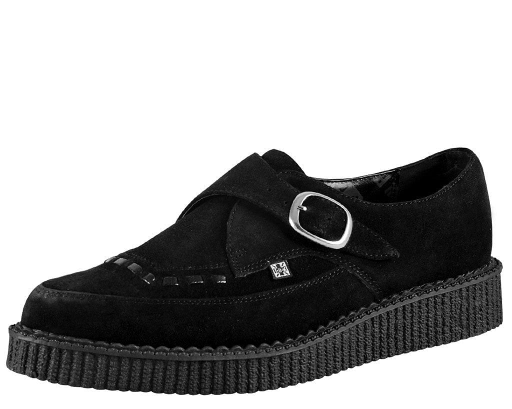 T.U.K. Shoes A8139 Suede Pointed Buckle Creeper