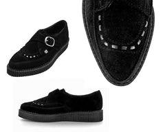 T.U.K. Shoes A8139 Suede Pointed Buckle Creeper