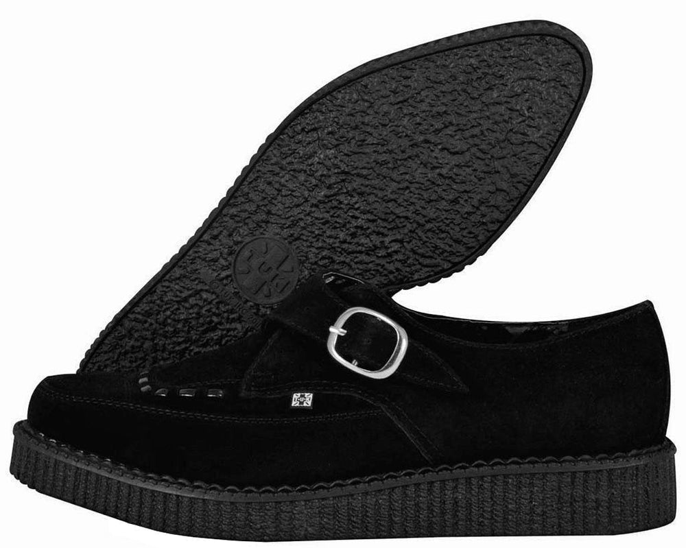 T.U.K. Shoes A8139 Suede Pointed Buckle Creeper