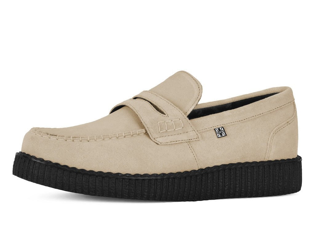 T.U.K. Shoes F3417 Tan Suede Penny Loafer Viva Low Creeper