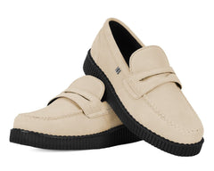 T.U.K. Shoes F3417 Tan Suede Penny Loafer Viva Low Creeper