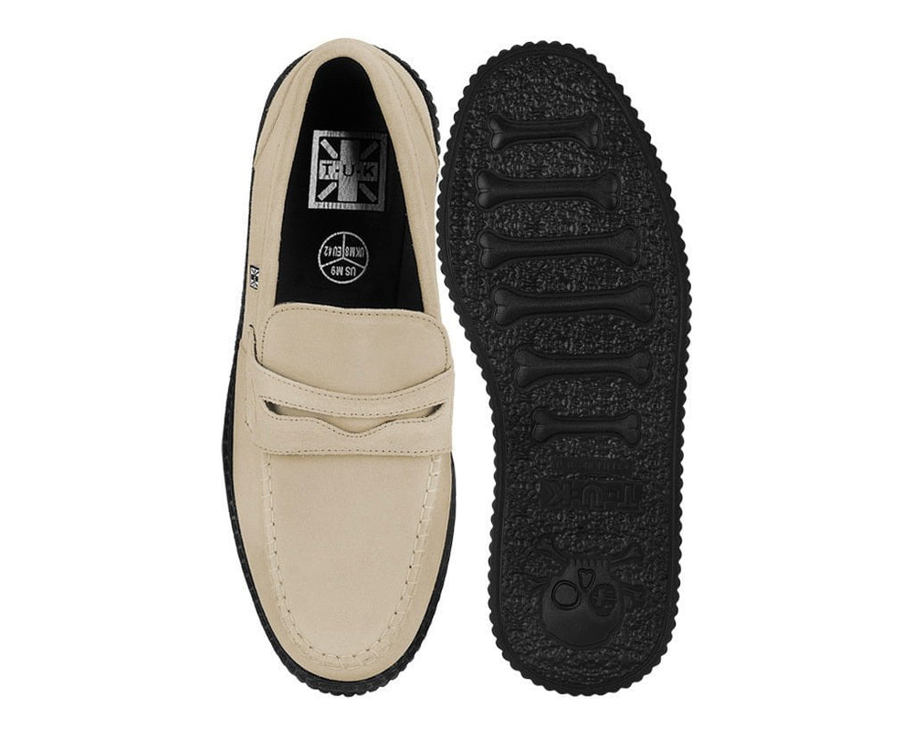 T.U.K. Shoes F3417 Tan Suede Penny Loafer Viva Low Creeper