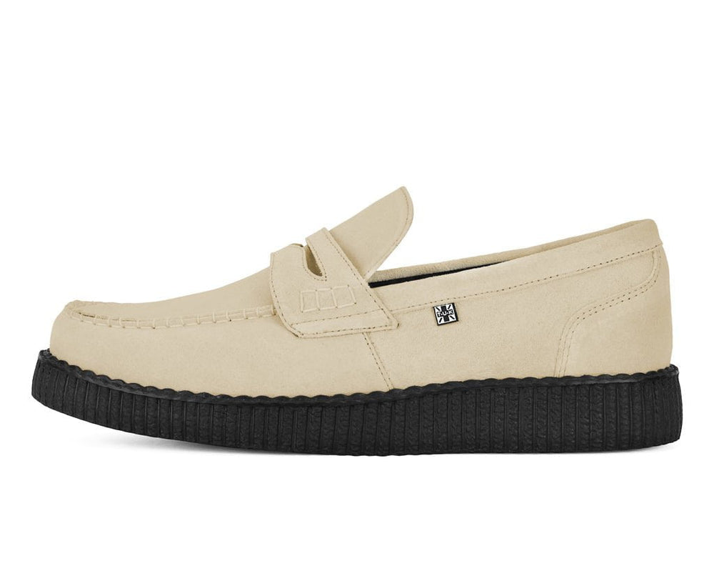 T.U.K. Shoes F3417 Tan Suede Penny Loafer Viva Low Creeper