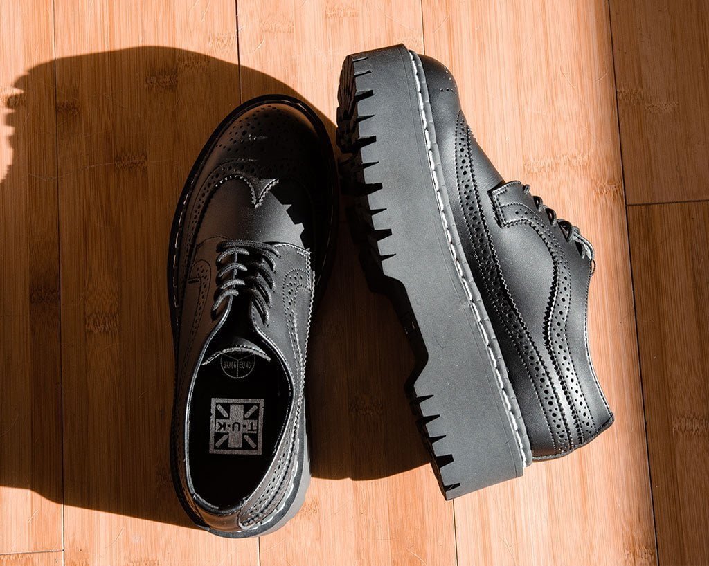 T.U.K. Shoes A9884 Black Double Decker Brogue