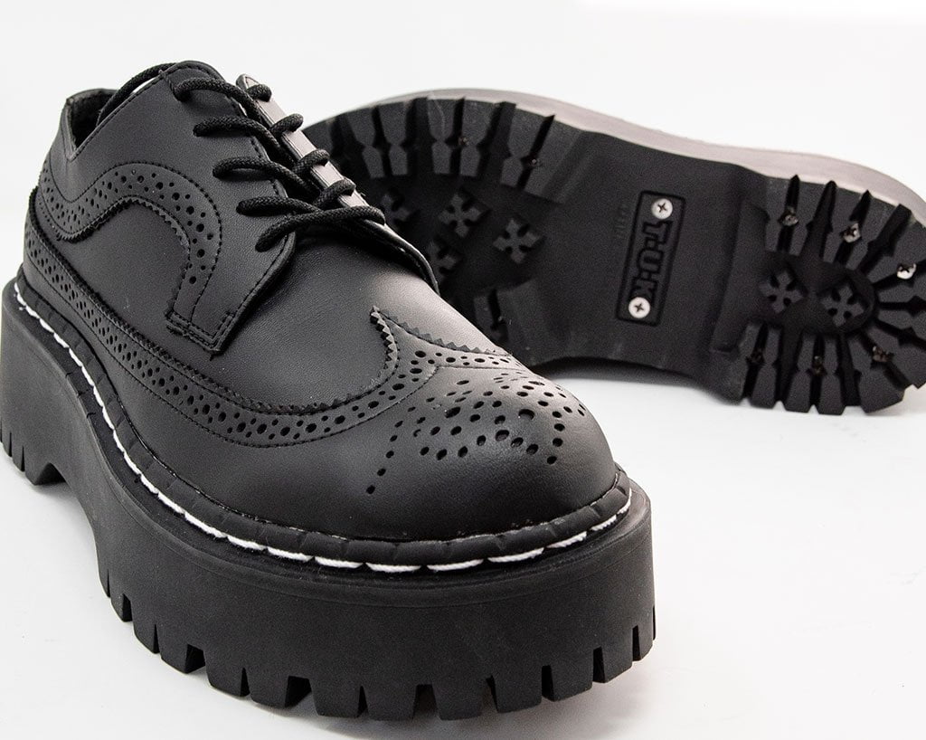 T.U.K. Shoes A9884 Black Double Decker Brogue