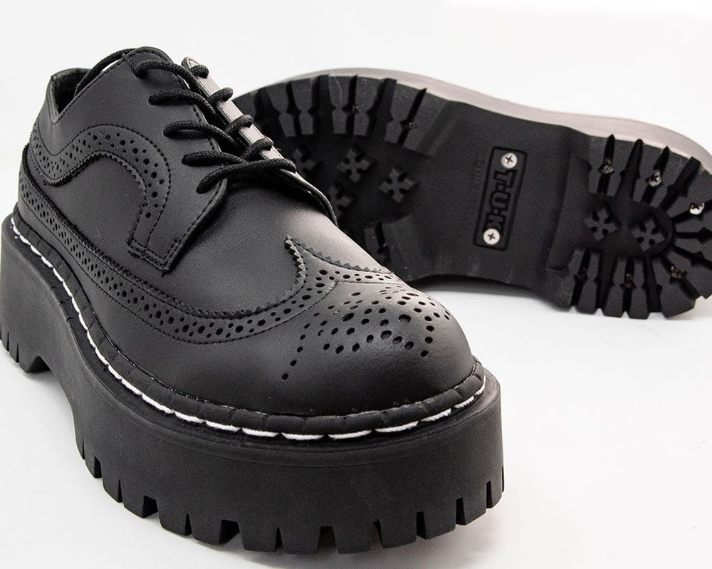 T.U.K. Shoes A9884 Black Double Decker Brogue