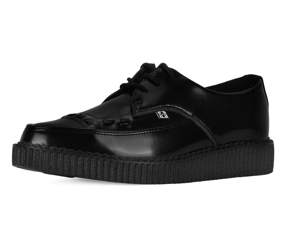 T.U.K. Shoes A8533 Black Leather Lace Up Pointed Creeper