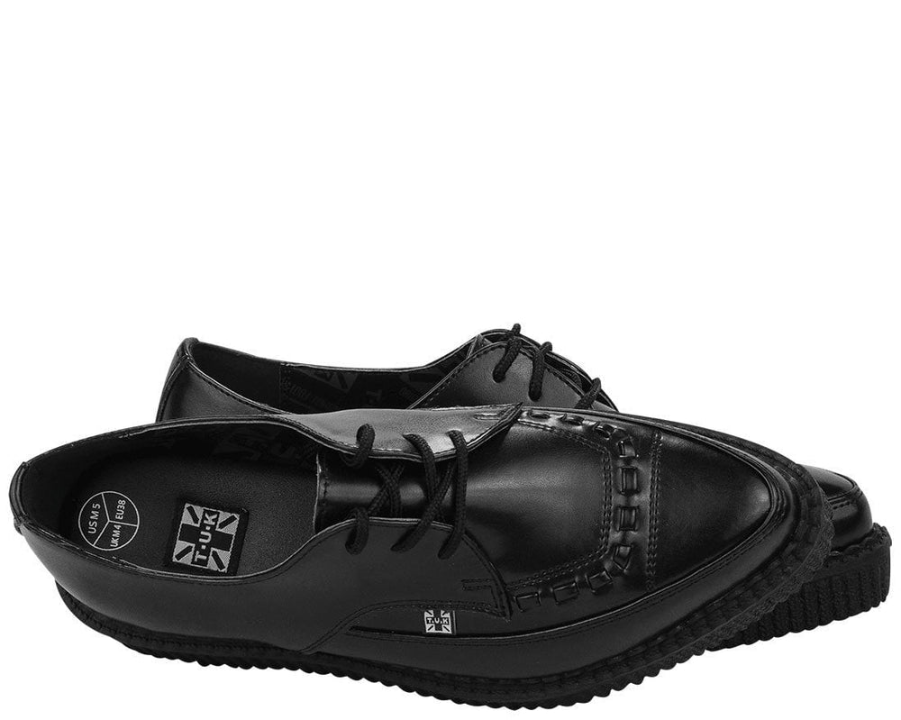 T.U.K. Shoes A8533 Black Leather Lace Up Pointed Creeper