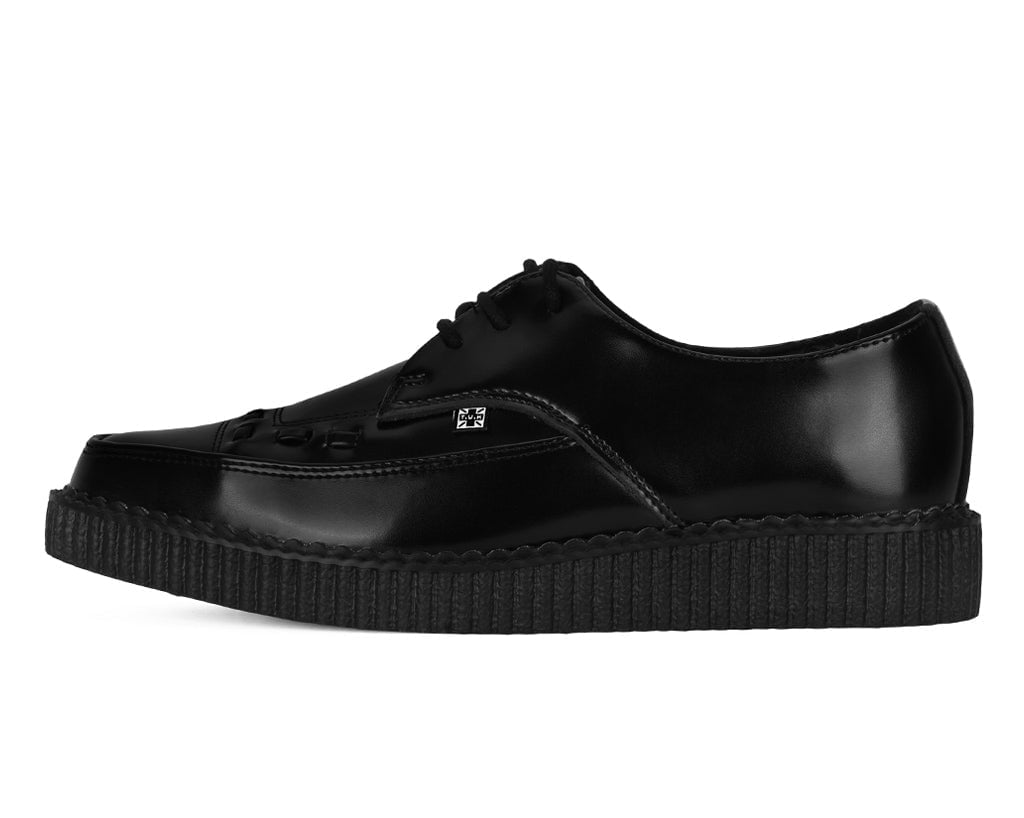 T.U.K. Shoes A8533 Black Leather Lace Up Pointed Creeper