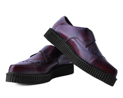 T.U.K. Shoes A9856 Burgundy Rub Off TUKskin™ Monk Buckle Creeper