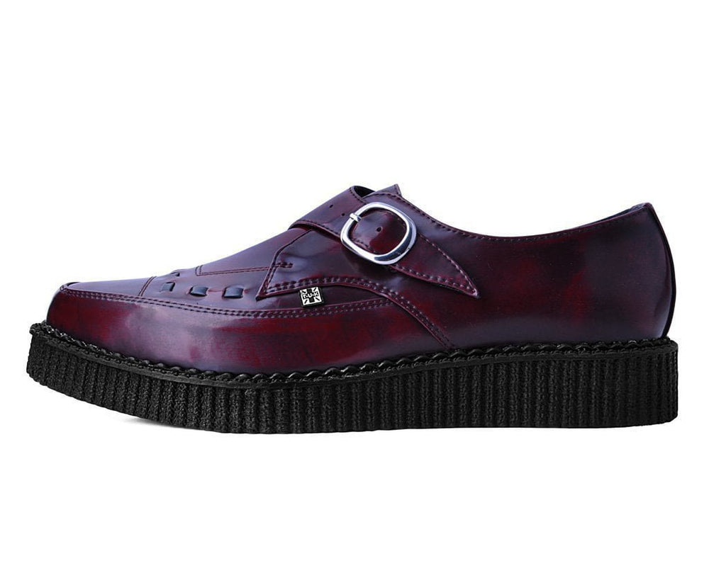 T.U.K. Shoes A9856 Burgundy Rub Off TUKskin™ Monk Buckle Creeper