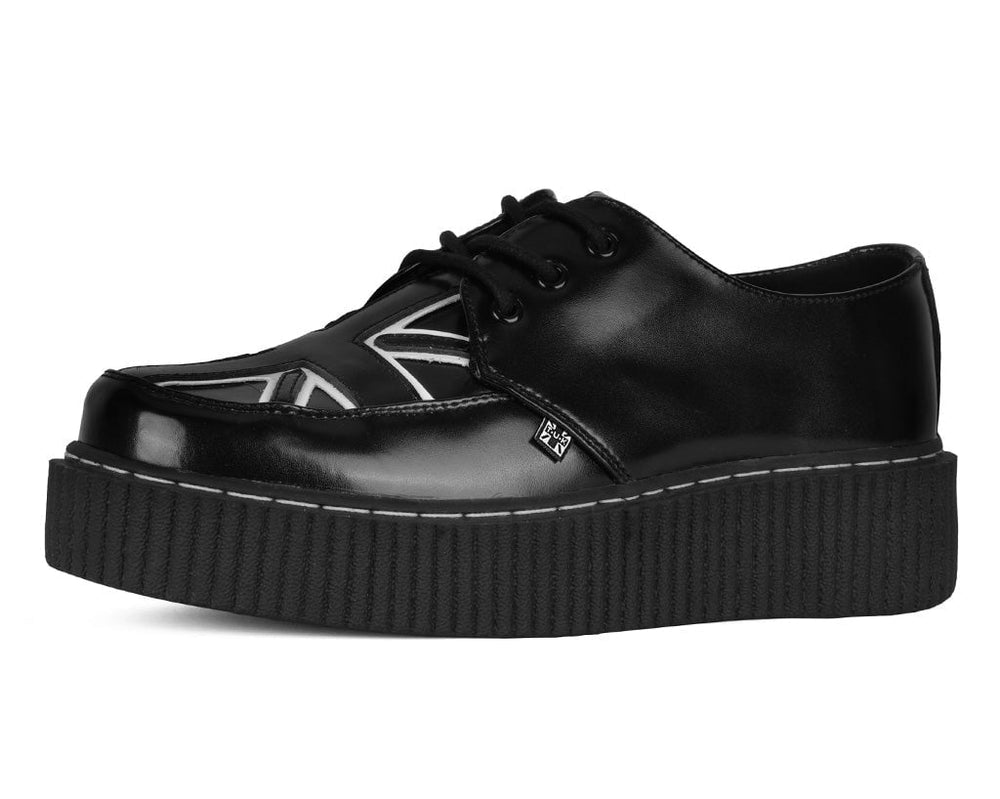 T.U.K. Shoes G3391 Black Leather Union Jack Vintage Mondo Creeper