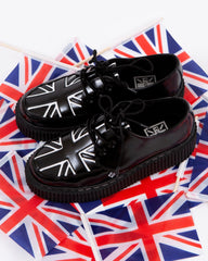 T.U.K. Shoes G3391 Black Leather Union Jack Vintage Mondo Creeper