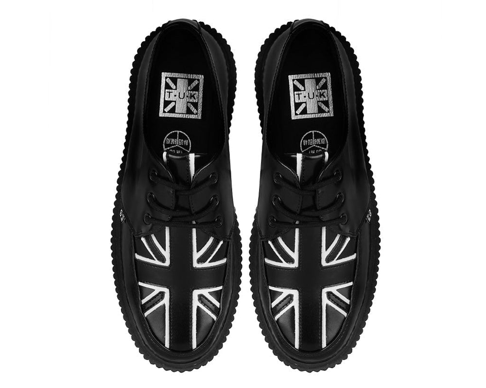 T.U.K. Shoes G3391 Black Leather Union Jack Vintage Mondo Creeper