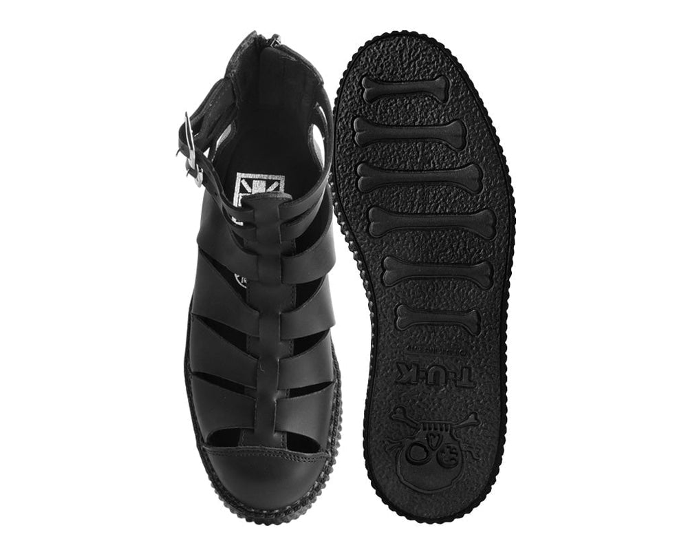 T.U.K. Shoes V9577L Black TUKskin™ Gladiator Viva Low Sandal
