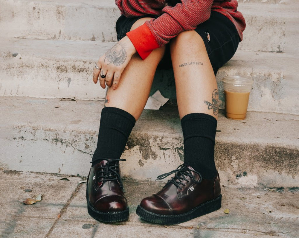 T.U.K. Shoes F3105 Burgundy TUKskin™ Toe Cap Viva Low Creeper