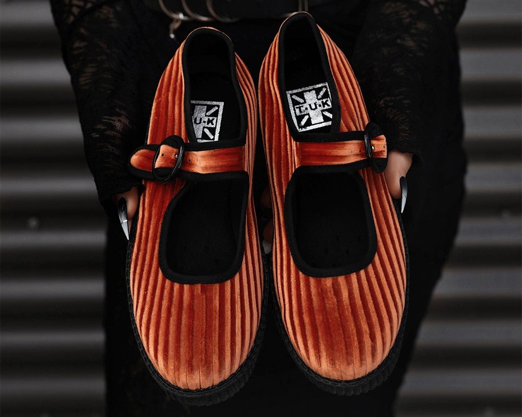 T.U.K. Shoes F3215L Orange Corduroy Viva Low Mary Jane