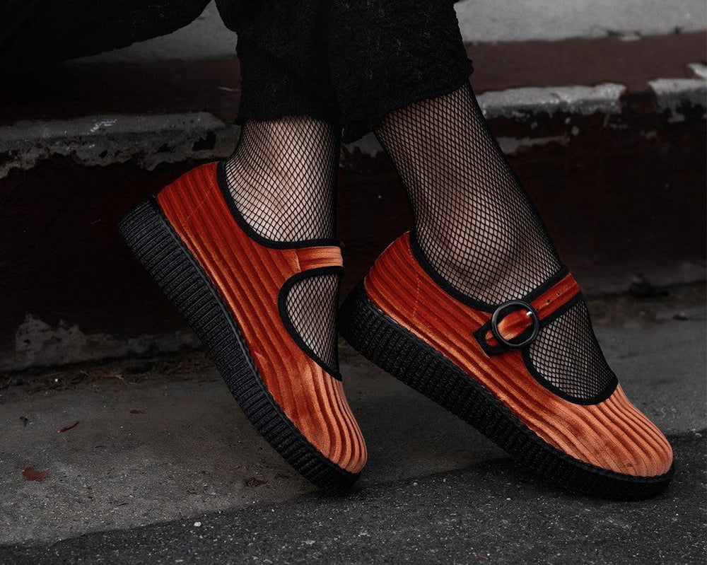T.U.K. Shoes F3215L Orange Corduroy Viva Low Mary Jane