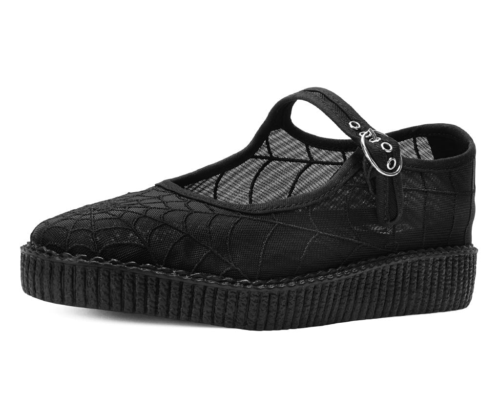 T.U.K. Shoes F3311L Black Mesh Web Viva Low Mary Jane