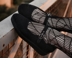 T.U.K. Shoes F3311L Black Mesh Web Viva Low Mary Jane