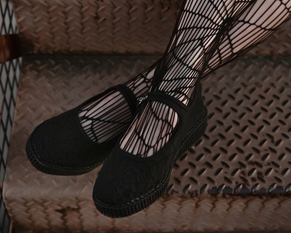 T.U.K. Shoes F3311L Black Mesh Web Viva Low Mary Jane